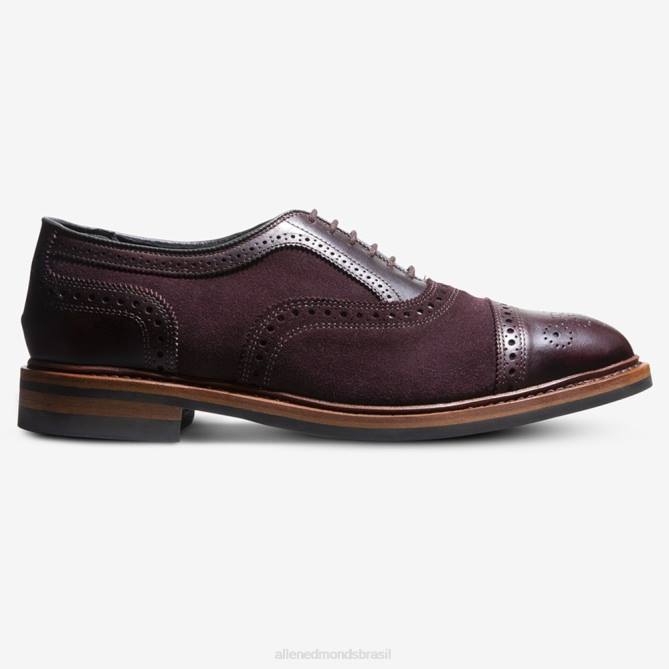 Allen Edmonds homens Strandmok Oxford cap toe com sola de borracha dainite 68T8D249 camurça bordô