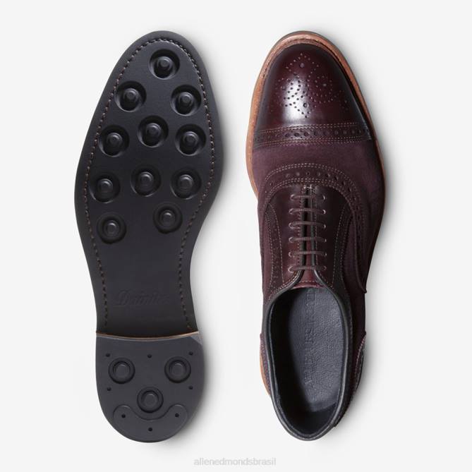 Allen Edmonds homens Strandmok Oxford cap toe com sola de borracha dainite 68T8D249 camurça bordô