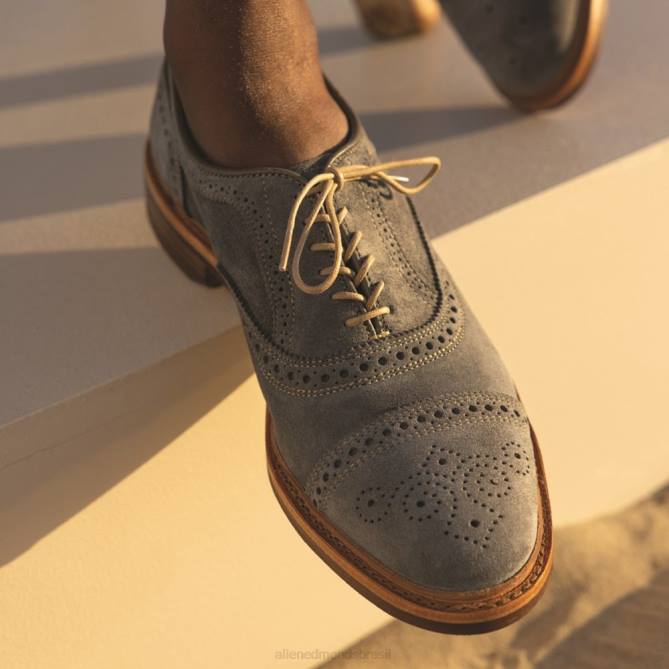 Allen Edmonds homens Strandmok camurça oxford cap toe com sola de borracha dainite 68T8D20 camurça cinza ardósia