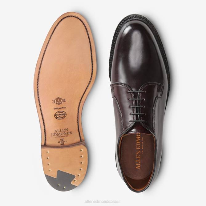Allen Edmonds homens sapato social leeds shell cordovan derby 68T8D402 bordô de cordovão