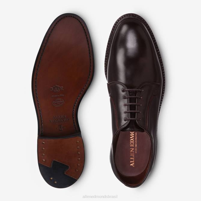 Allen Edmonds homens sapato social leeds shell cordovan derby 68T8D403 cordovão marrom
