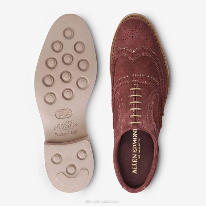 Allen Edmonds homens neumok camurça wingtip oxford 68T8D450 vermelho cereja