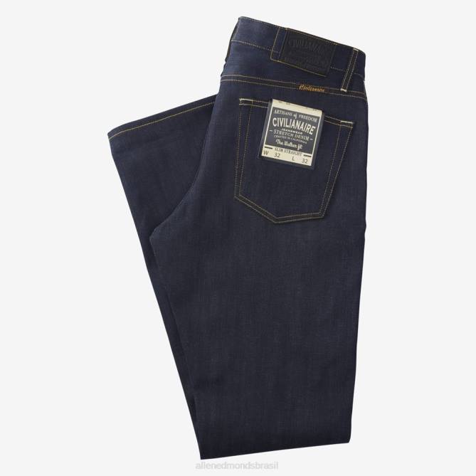 Allen Edmonds unissex civilaire walker calça jeans slim reta 68T8D160 selvage azul cru