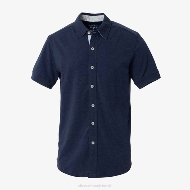 Allen Edmonds unissex camisa de manga curta de botão ativo 68T8D204 marinha