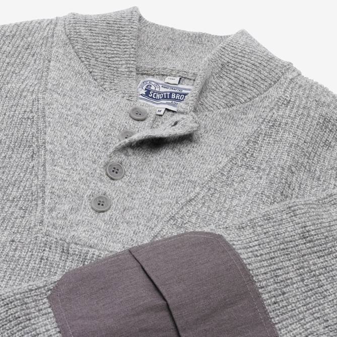 Allen Edmonds unissex schott n.y.c. suéter henley militar 68T8D192 cinza