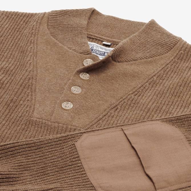 Allen Edmonds unissex schott n.y.c. suéter henley militar 68T8D521 camelo