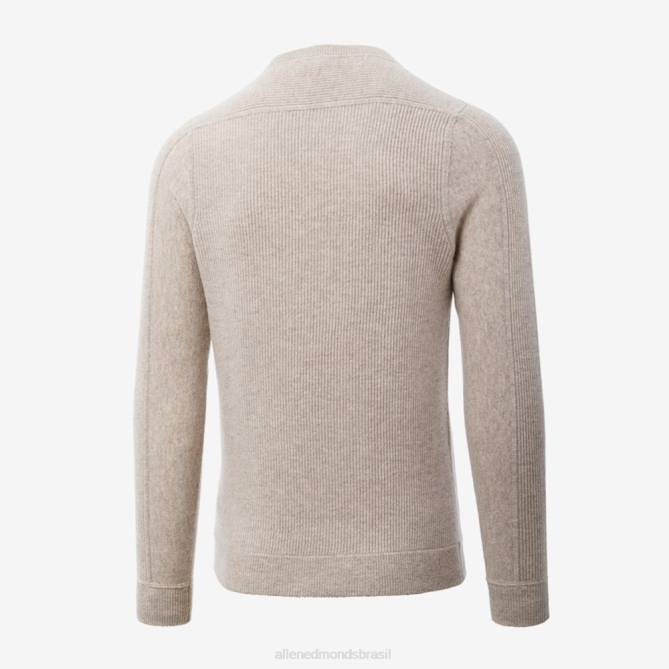 Allen Edmonds unissex suéter gola redonda de caxemira de lã 68T8D199 areia
