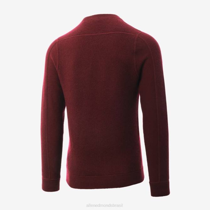 Allen Edmonds unissex suéter gola redonda de caxemira de lã 68T8D531 Borgonha