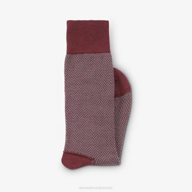 Allen Edmonds unissex meias sociais com padronagem espinha de peixe 68T8D181 merlot espinha de peixe