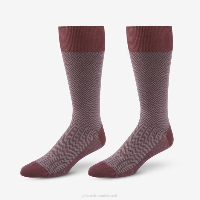 Allen Edmonds unissex meias sociais com padronagem espinha de peixe 68T8D181 merlot espinha de peixe